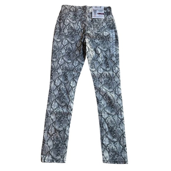 Seven7 Tummyless High Rise Skinny Jean Jegging Gray Neutral Snake Size 4 Stretch - Picture 7 of 8